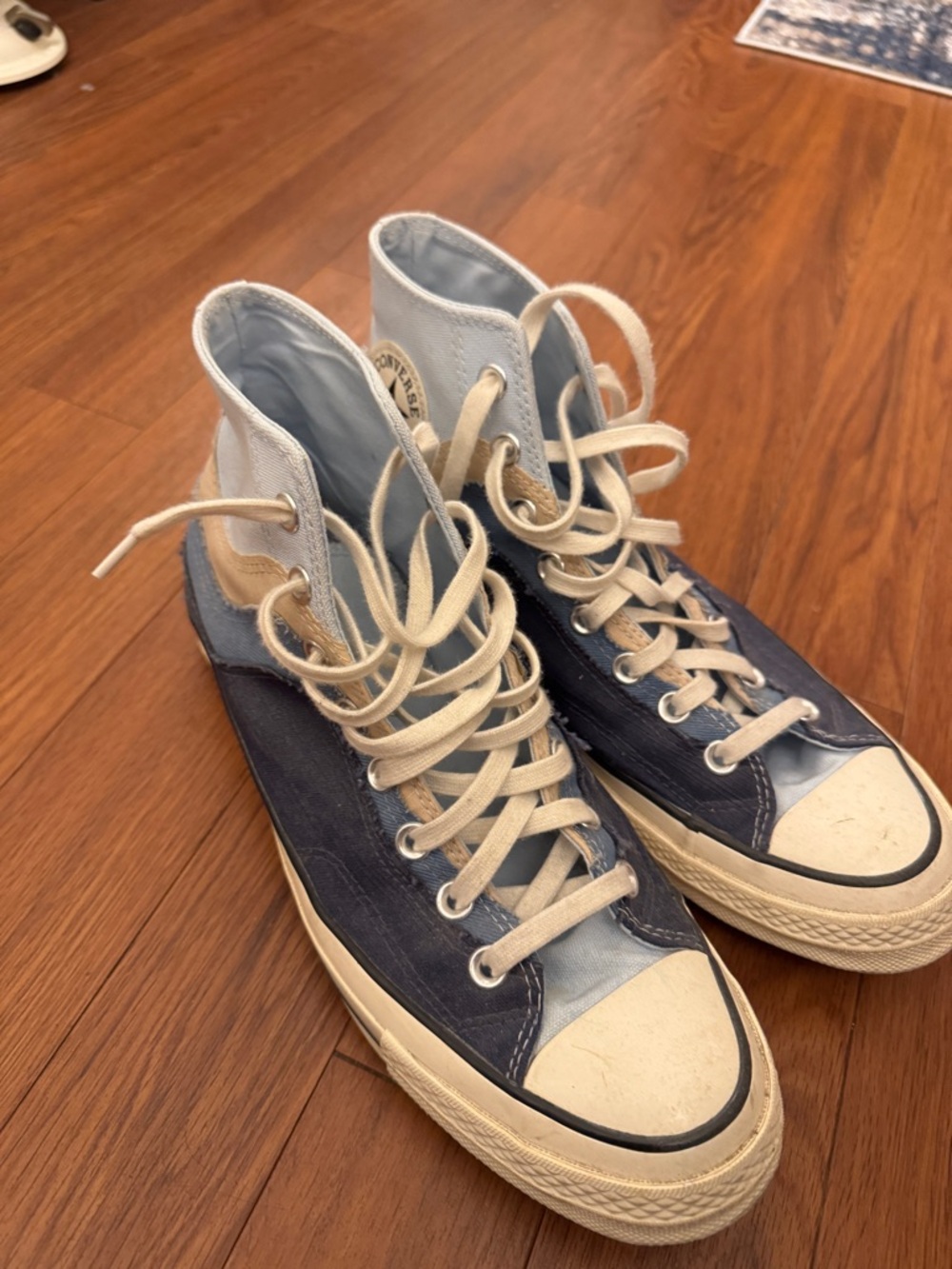 Converse Two-Tone High Top Sneakers in Navy & Light Blue